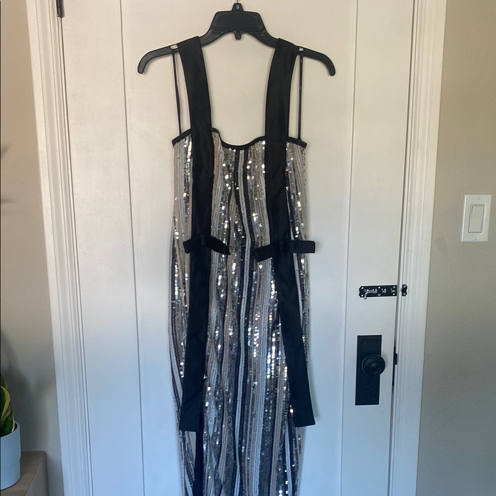 Lulus Shimmery Sequin Bow Midi Dress